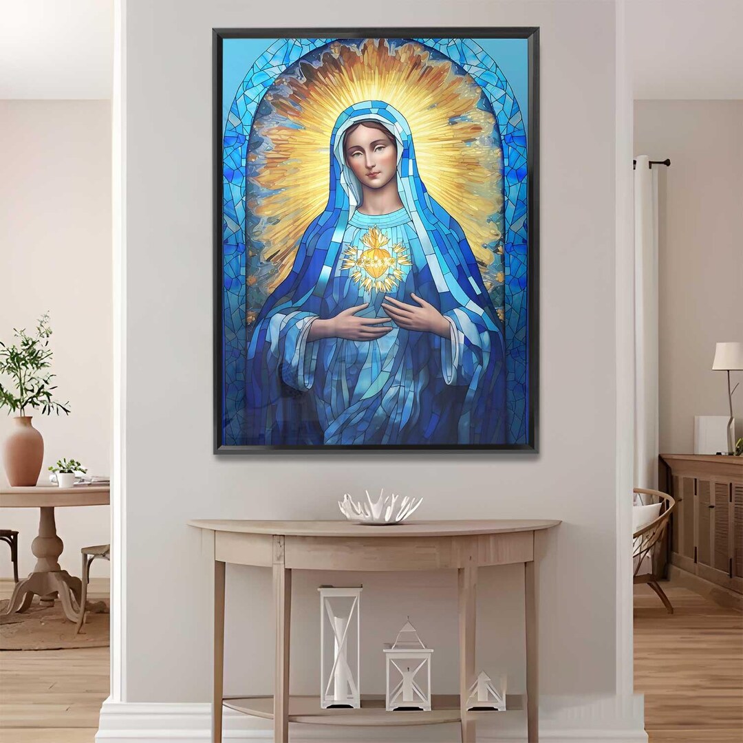 Virgin Mary Stained Glass Canvas Print – Catholic Home Decor - Etsy