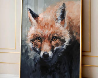 Lienzo con estampado abstracto de zorro / Retrato rústico de fauna salvaje