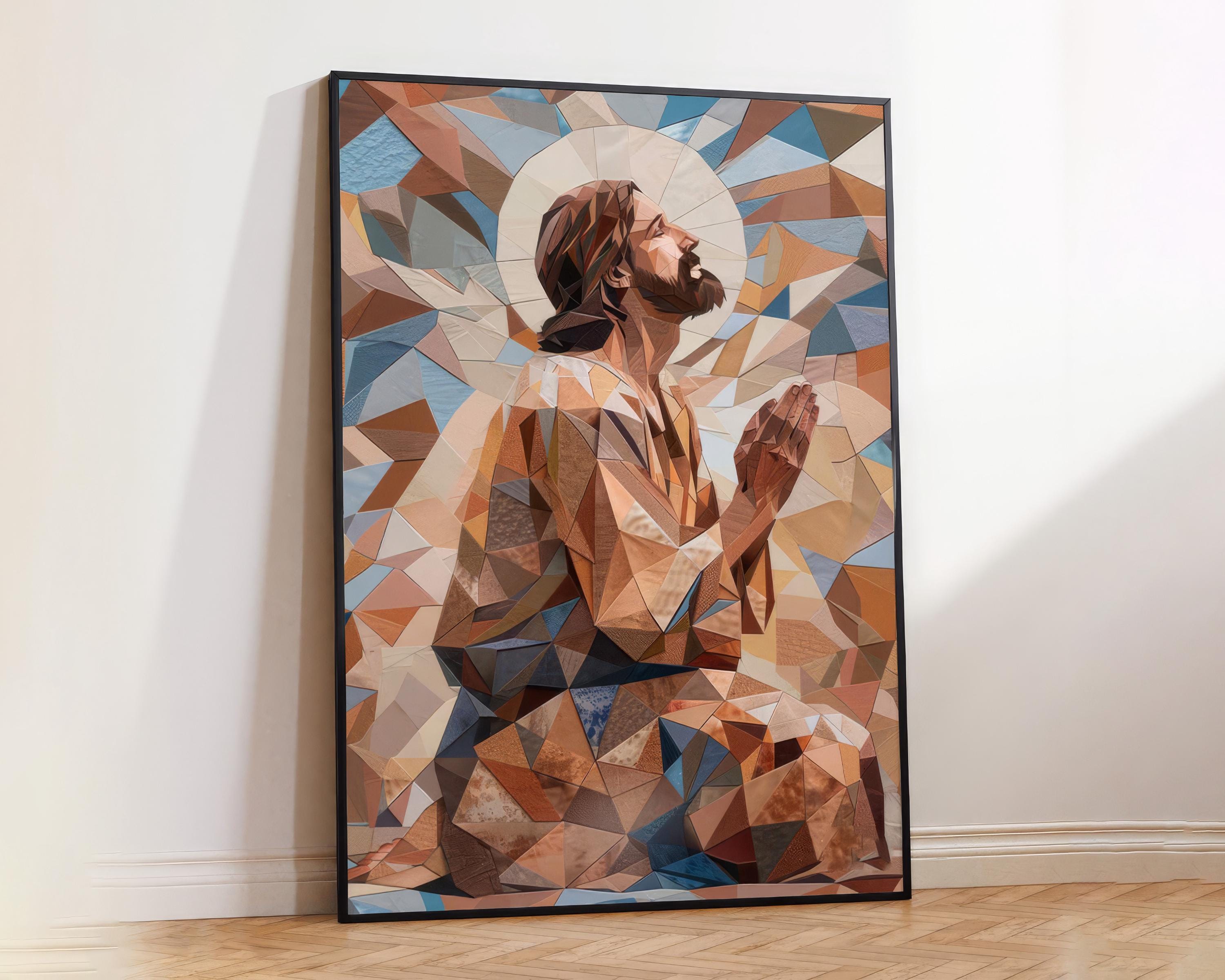Jesus Geometric Spiritual Jesus Geometric Abstract Art Print | Modern Christian Wall ...