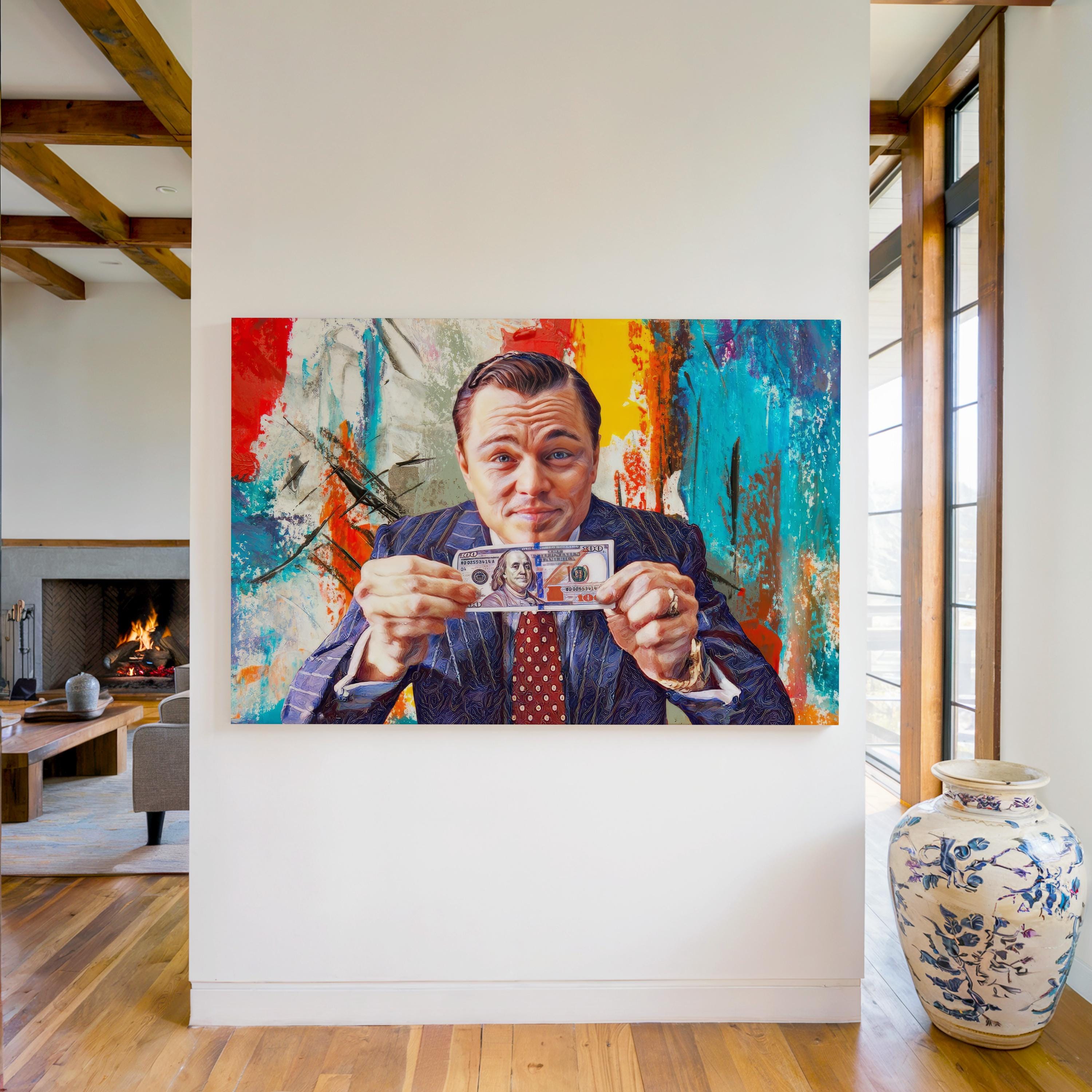 Wolf of Wall Street, Canvas Wall Art, Money Talks, Modern