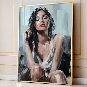Gelassene Anmut – elegantes abstraktes Frauenportrait | Moderne minimalistische Wandkunst | Femininer Leinwanddruck für modernes Dekor