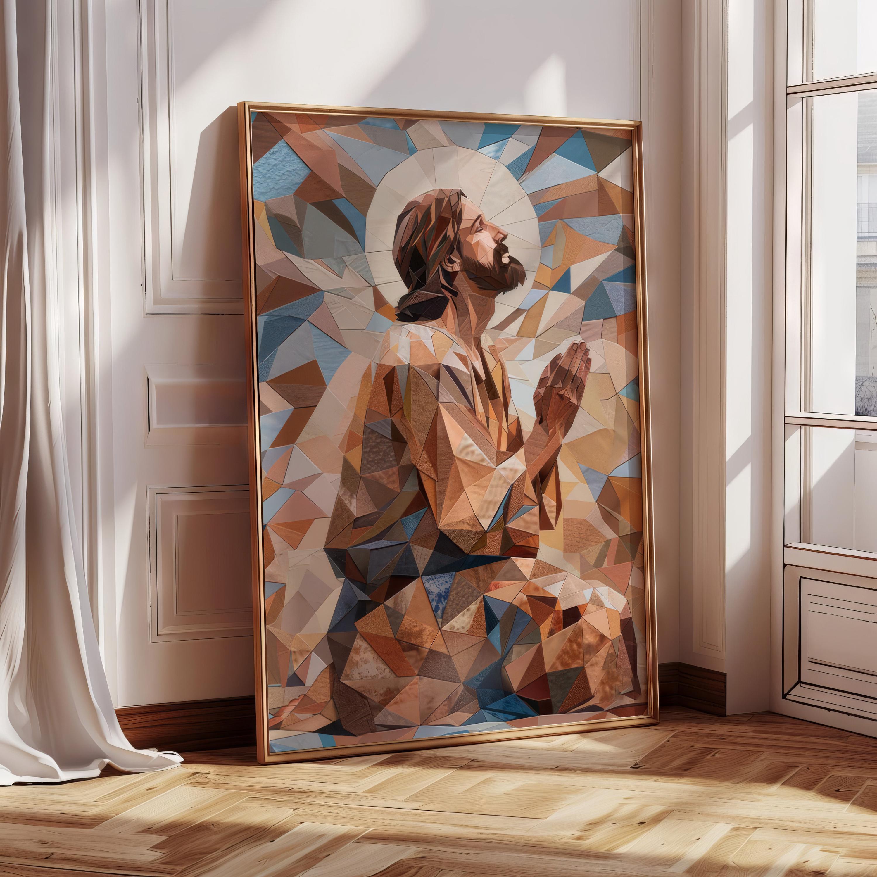 Jesus Geometric Spiritual Jesus Geometric Abstract Art Print | Modern Christian Wall ...