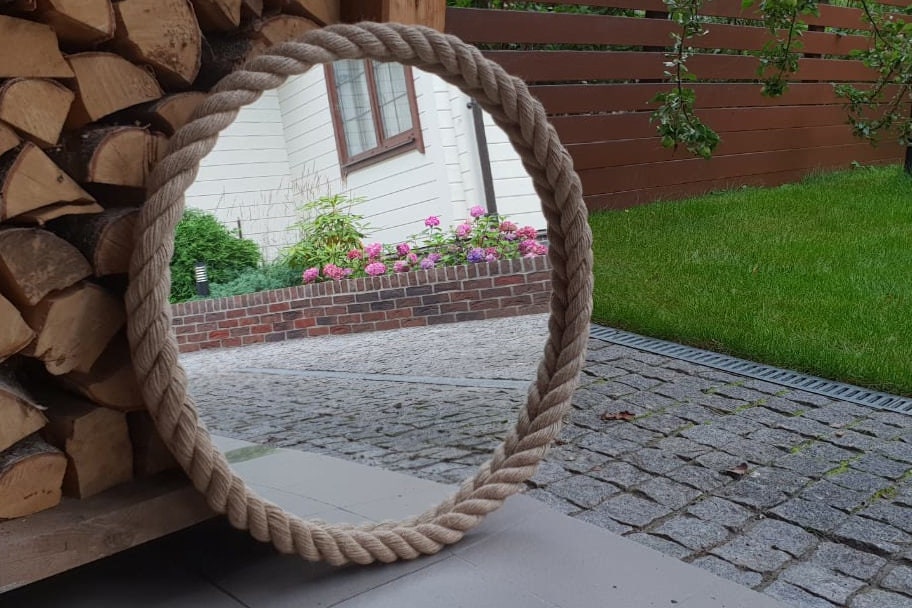 30 Bathroom Mirror Rope Mirror Round Beach Decor Etsy