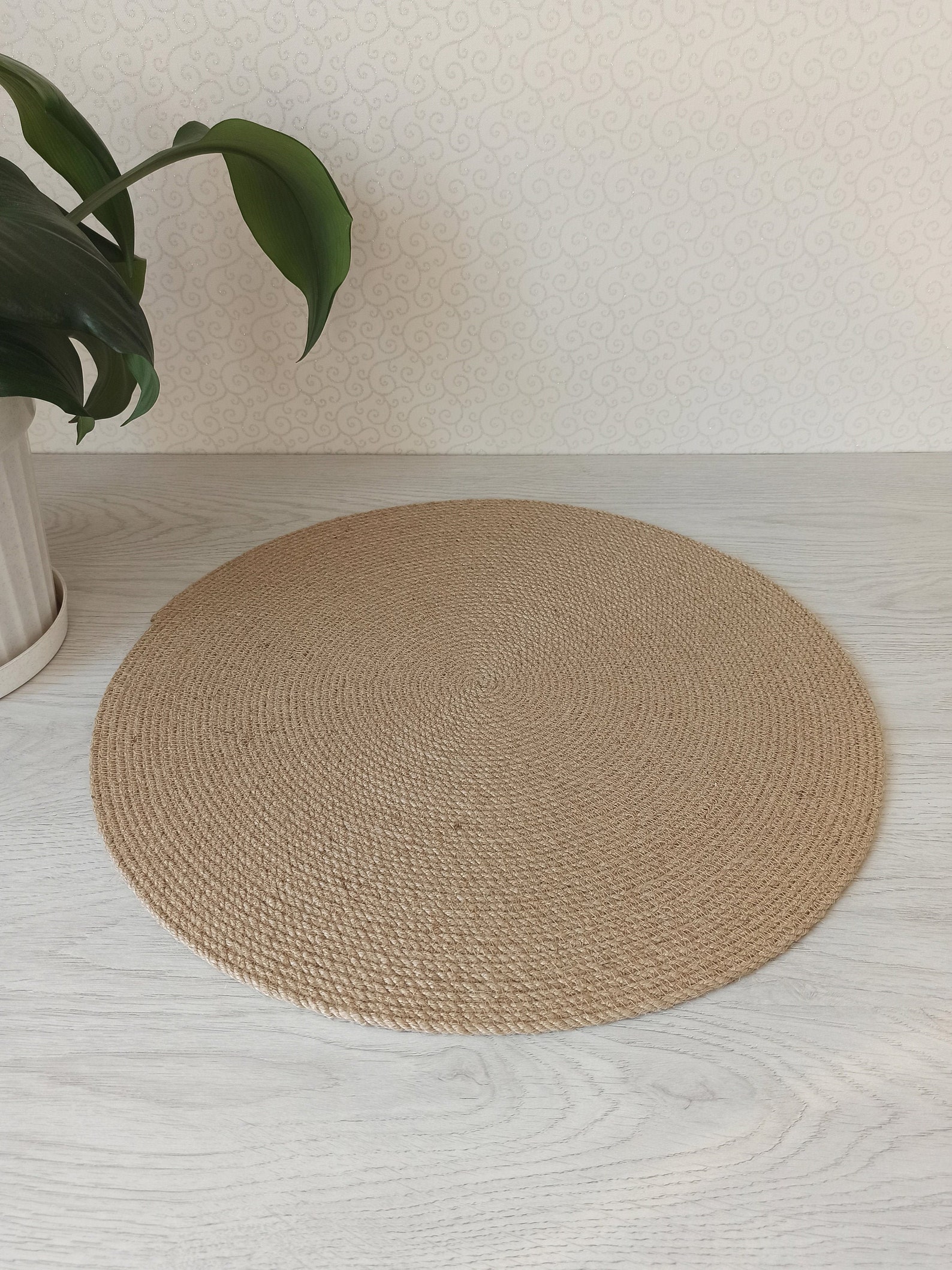 Jute rug round bathroom rug marine beach house rug Etsy
