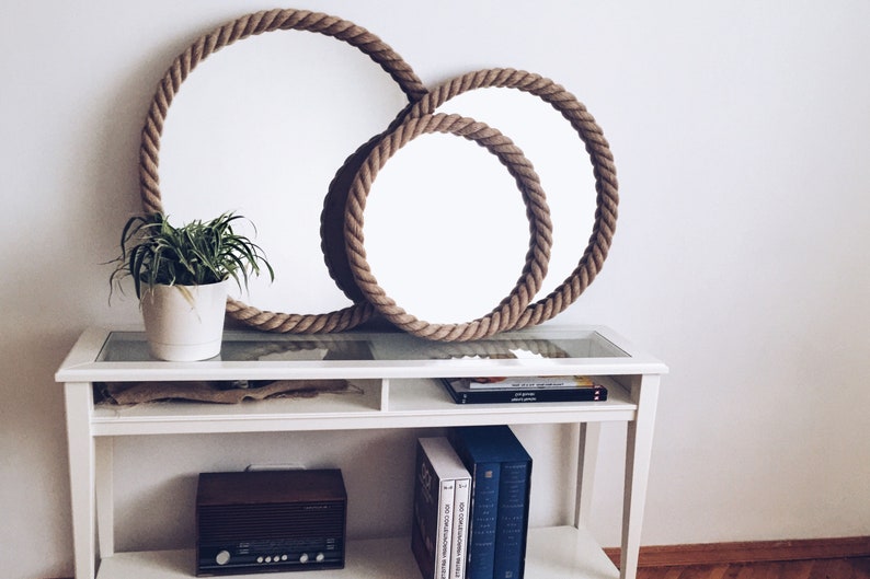 30 Bathroom Mirror Rope Mirror Round Beach Decor Etsy