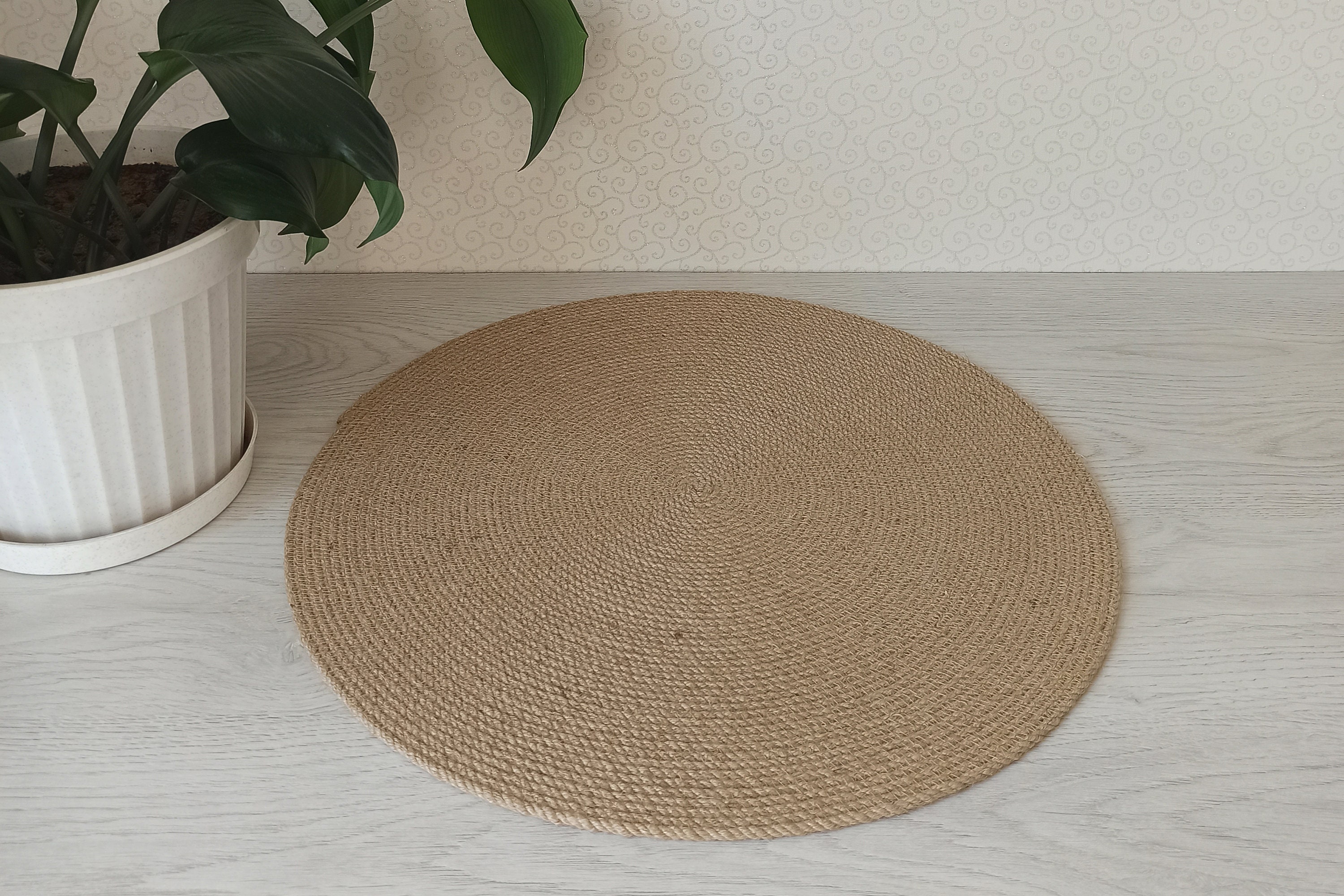 Jute rug round bathroom rug marine beach house rug Etsy