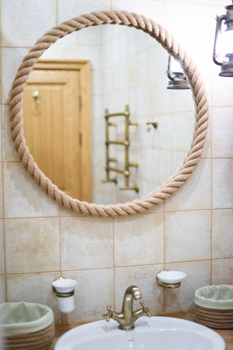 30 Bathroom Mirror Rope Mirror Round Beach Decor Etsy
