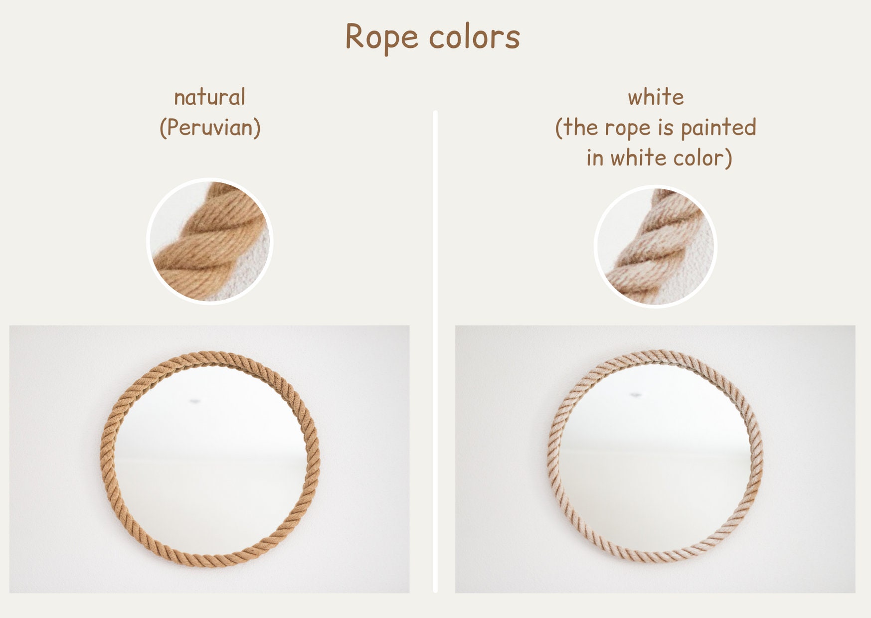 30 Bathroom Mirror Rope Mirror Round Beach Decor Etsy