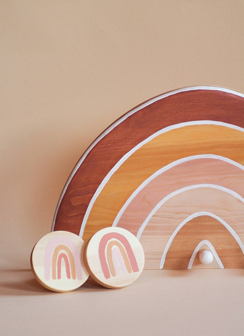 Wooden rainbow wall hook. Handmade rainbow hanger. Rainbow Etsy