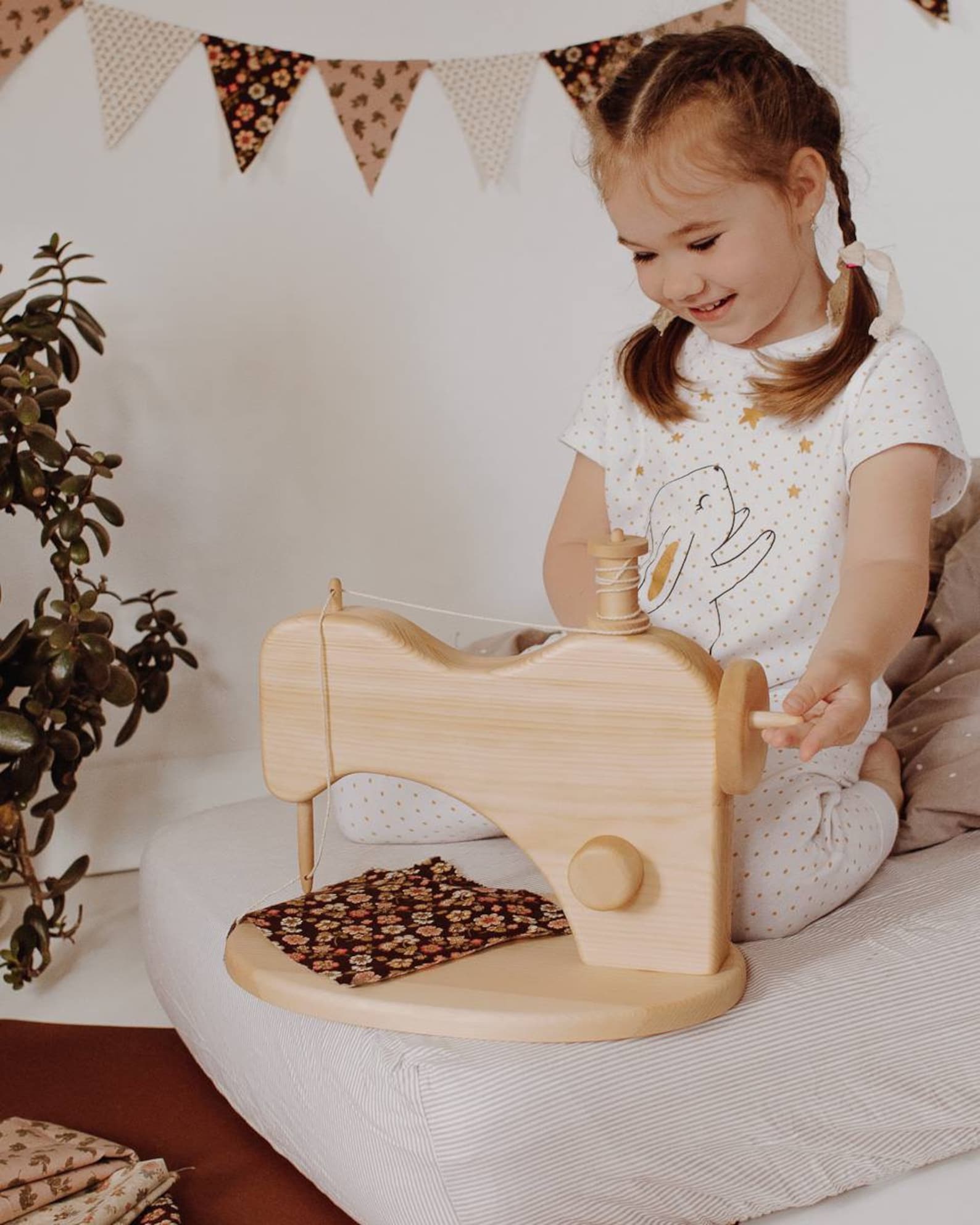 Wooden Sewing Machine Toy Natural Toy Wooden Gift Kids Room Etsy