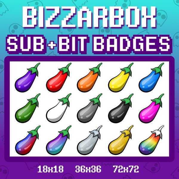 EGGPLANT Badges Twitch Sub / Badges Cheer Bit / Emote / Emotes / Emoji / Badges fidélité / Streamer / Stream / Abonné / Meme / Gamer