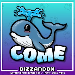 WHALE COME Twitch Emote / Twitch Emotes / Twitch Stream / Discord / Follow/ Streamer / Streaming / Graphics / Badges / Hi / Cute / Welcome