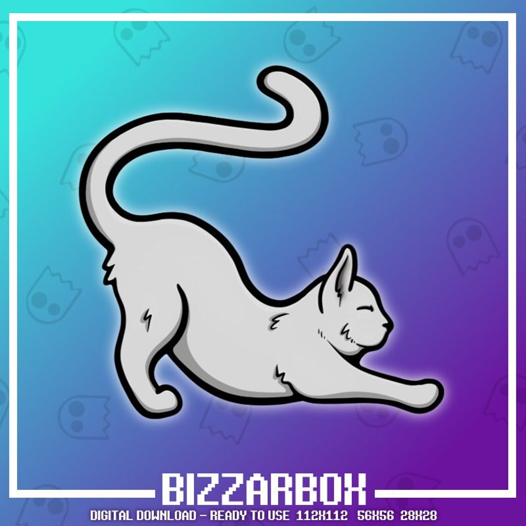 STRETCH CAT WHITE Channel Points Emote for Twitch / Discord / Stream