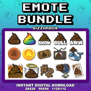 POOP EMOTE BUNDLE 15 Twitch Emote / Twitch Emotes / Twitch Stream / Discord Emotes / Twitch Affiliate / Streamer / Streaming / Badges / Poo