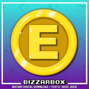 E LETTER COIN Channel Points Emote for Twitch / Channel Point Icon / Money Emote / Coin Emote / Reward / Discord / Stream / Emotes Badges