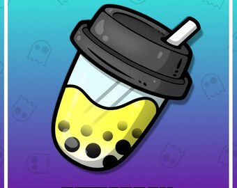 Emote Yellow Boba Hydrate, ricompensa in punti canale streamer per Twitch, kick e Discord