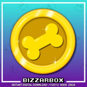 BONE COIN Channel Points Emote dla Twitch / Discord / Stream / Affiliate / Stream / YouTube / Art / Badges / Emoji / Furry / Dog / Puppy
