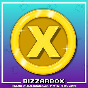 X LETTER COIN Channel Points Emote for Twitch / Channel Point Icon / Money Emote / Coin Emote / Reward / Discord / Stream / Emotes Badges