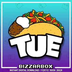 TACO TUE Twitch Emote / Twitch Emotes / Twitch Stream / Discord Emotes / Streamer / Streaming / Twitch Graphics / Channel / Badges / Tacos