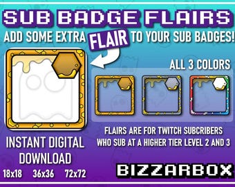 HONEYCOMB FRAMES Twitch Flairs / Sub Badge Flairs / Sub Badges / Loyalty Badges / Streamer / Stream / Subscriber / Bundle / Cute / Border