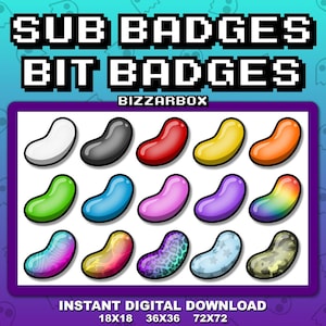 JELLY BEANS Twitch Sub Badges / Cheer Bit Badges / Emote /Emotes / Emoji / Loyalty Badges / Streamer / Stream / Subscriber / Cute / Candy