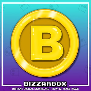 Emote de puntos de canal de la letra B de la moneda para Twitch / Icono de puntos de canal / Emote de dinero / Emote de moneda / Gamer / Discord / Stream / Insignias de emotes