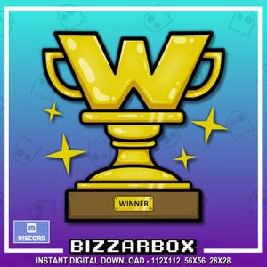 WINNER W TROPHY Twitch Emote / Twitch Emotes / Twitch Stream / Discord Emotes / Streamer / Streaming / Twitch Art / Kick Emotes / GG / Dub