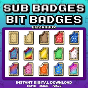 TOASTER PASTRY Twitch Sub Badges / Cheer Bit Badges / Emote / Emotes / Loyalty Badges / Streamer / Stream / Subscriber / Gamer / Cute