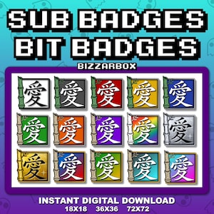 BAMBOO LOVE Twitch Sub Badges / Cheer Bit Badges / Emotka / Emotikony / Emoji / Odznaki lojalnościowe / Streamer / Streamer / Subskrybent / Japoński
