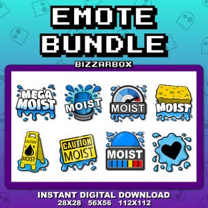 MOIST EMOTE BUNDLE 8 Twitch Emote / Twitch Emotes / Twitch Stream / Discord Emotes / Twitch Affiliate / Streamer / Streaming / Badges