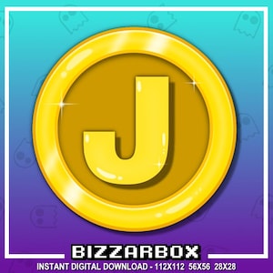 MONEDA CON LETRA J: Emote de puntos de canal para Twitch, ícono de puntos de canal, emote de dinero, emote de moneda, recompensa, Discord, transmisión, insignias de emotes.