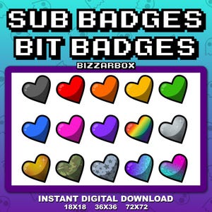 CUTE HEART Twitch Sub Badges / Cheer Bit Badges / Emote / Emotes / Emoji / Loyalty Badges / Streamer / Stream / Subscriber / Love / Gamer