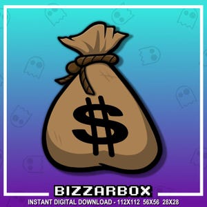 MONEY BAG Emote per punti canale Twitch / Discord / Stream / Affiliati / Chat / Stream / Emote / Arte / Badge / Emoji / Monete / Sacco