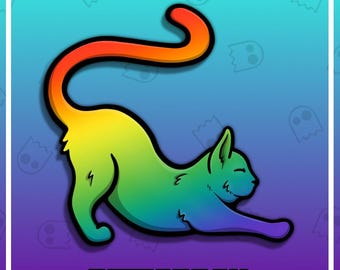 STRETCH CAT RAINBOW Channel Points Emote for Twitch / Discord / Stream / Affiliate / Chat / Stream / YouTube / Art / Badges / Emoji / Cute