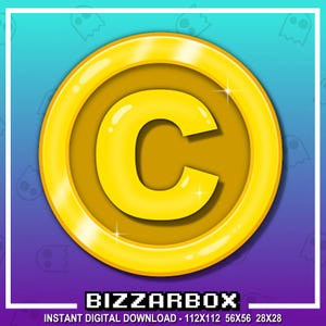 C LETTER COIN Channel Punkte Emote für Twitch / Channel Point Icon / Geld Emote / Coin Emote / Belohnung / Discord / Stream / Emotes Badges