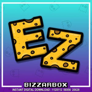 CHEESY EZ Twitch Emote / Twitch Emotes / Twitch Stream / Discord Emotes / Streamer / Streaming / Twitch Graphics / Cheese / Badges / Easy