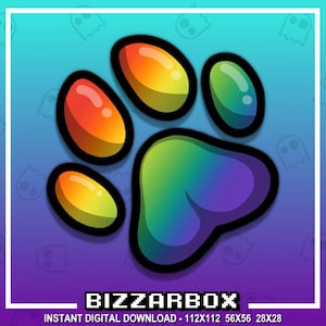 RAINBOW PAW Twitch Emote / Twitch Emotes / Twitch Stream / Discord Emotes / Streamer / Streaming / Graphics / Twitch Channel / Badges / lgbt