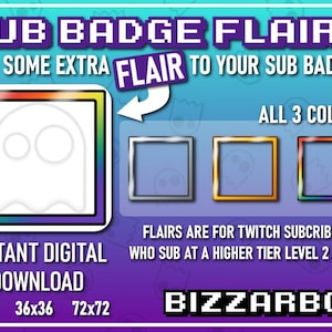 FRAMES Twitch Flairs / Sub Badge Flairs / Sub Badges / Loyalty Badges / Streamer / Stream / Subscriber  / Bundle / Cute / Border