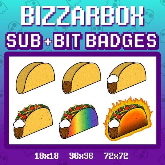 Tacos Twitch Sub Badges Cheer Bit Badges Emotes Emoji Etsy