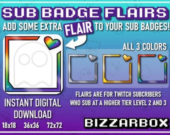 HEART FRAMES Twitch Flairs / Sub Badge Flairs / Sub Badges / Loyalty Badges / Streamer / Stream / Subscriber / Bundle / Cute / Border