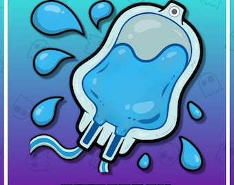 HYDRATE IV WATER Channel Points Emote for Twitch / Discord / Stream / Affiliate / Chat / Streamer / Badges