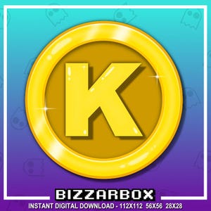 K LETTER COIN Kanalpunkte Emote für Twitch / Kanalpunkt Icon / Geld Emote / Coin Emote / Belohnung / Discord / Stream / Emotes Badges