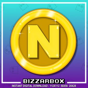 N LETTER COIN Channel Points Emote for Twitch / Channel Point Icon / Money Emote / Coin Emote / Reward / Discord / Stream / Emotes Badges
