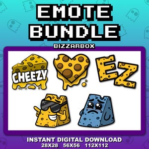 CHEESE EMOTE BUNDLE 5 Twitch Emote / Twitch Emotes / Twitch Stream / Discord Emotes / Streamer / Streaming / Emotes / Channel / Badges