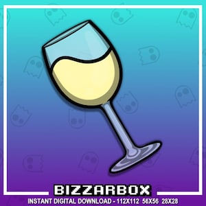 HYDRATE DRINK WINE Emote blanc pour points de chaîne pour Twitch/Discord/Stream/Affiliation/Chat/Stream/YouTube/Art/Badges/Acclamations