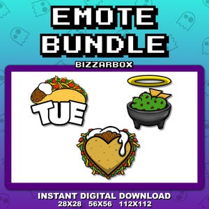 TACO EMOTE BUNDLE 3 Twitch Emote / Twitch Emotes / Twitch Stream / Discord Emotes / Streamer / Streaming / Twitch Graphics / Badges / Set