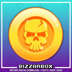 SKULL COIN Channel Points Emote for Twitch / Discord / Stream / Affiliate / Chat / Stream / YouTube / Art / Badges / Emoji / Death / Pirate