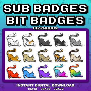 CAT Twitch Sub Badges / Cheer Bit Badges / Loyalty Badges / Streamer / Stream / Subscriber / Sub / Badge