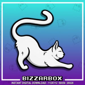 STRETCH CAT WHITE Channel Points Emote for Twitch / Discord / Stream / Affiliate / Chat / Stream / YouTube / Art / Badges / Emoji / Cute