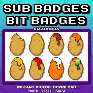 NUGGETS Twitch Sub Badges / Cheer Bit Badges / Emote / Emotes / Emoji / Loyalty Badges / Streamer / Stream / Subscriber / Gamer / Chicken